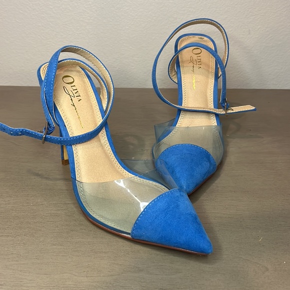 Pop of Color Blue Suede Heels - Picture 1 of 5